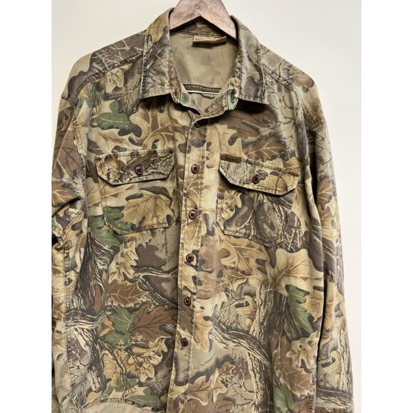 Vintage Woolrich Long Sleeve Camo Shirt Mens XL Camouflage Hunting Lightly Faded - Picture 2 of 12